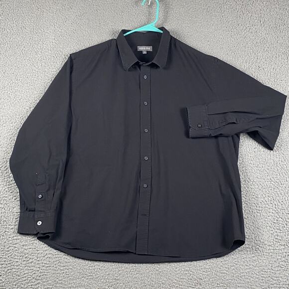 Ash & Erie Button Long Sleeve Shirt Men's XL Black Cotton Spandex - Picture 1 of 7